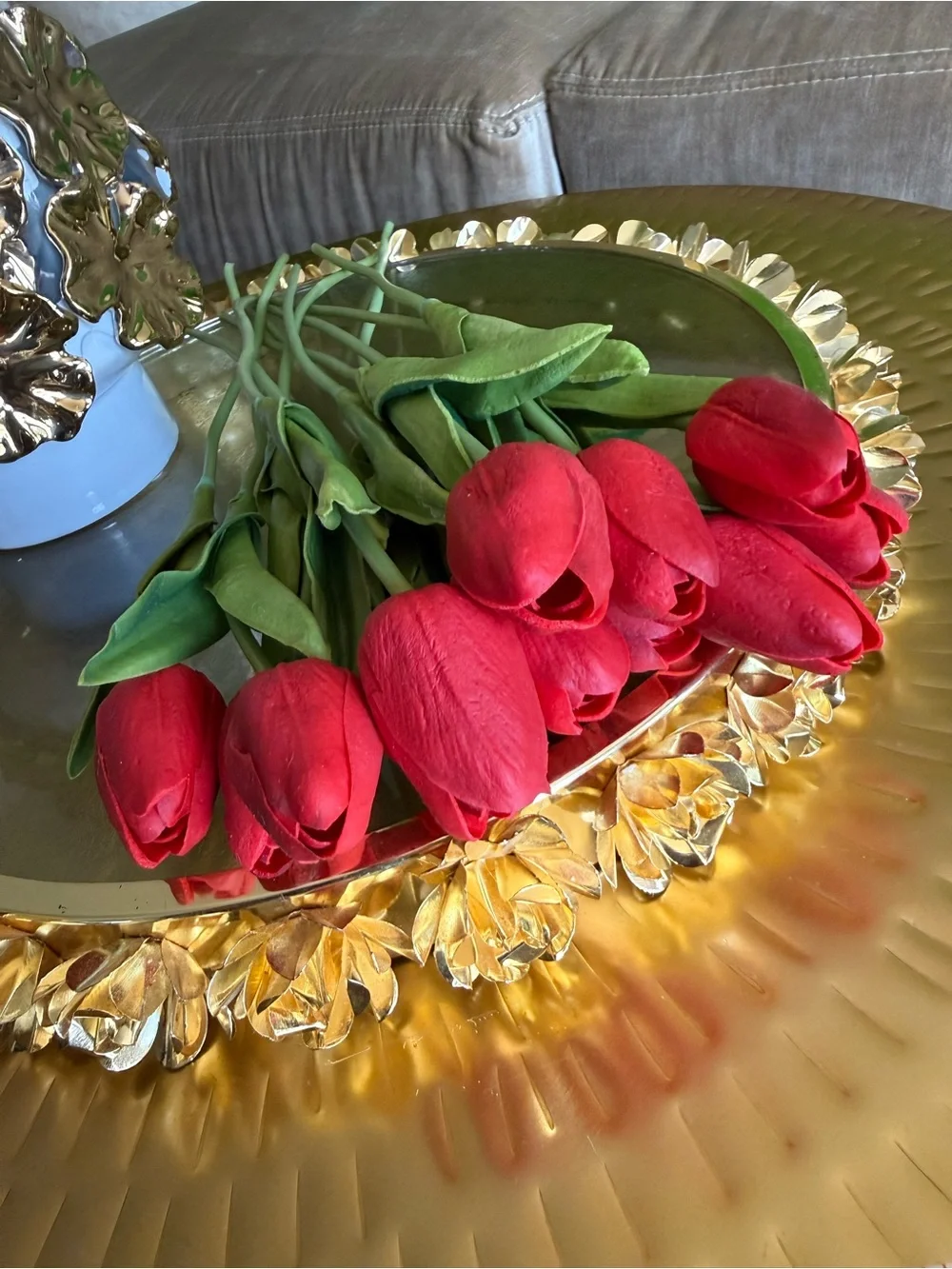 Real Touch Faux Red Tulips – 12 Stem Bundle – Realistic Artificial Flowers